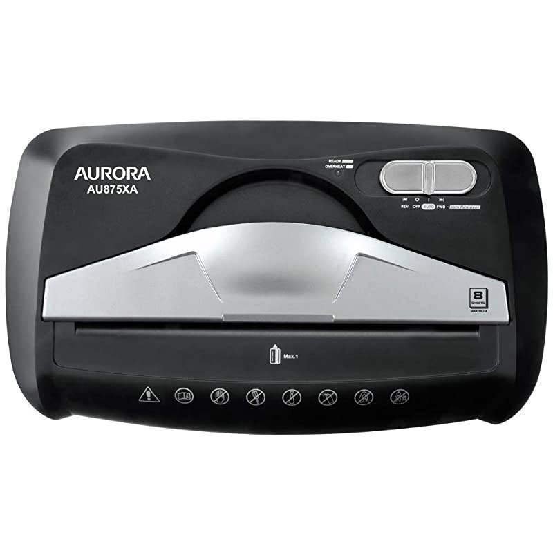 AU875XA Paper and Credit Card Shredder with 37Gallon Wastebasket 8Sheet CrossCut with Basket