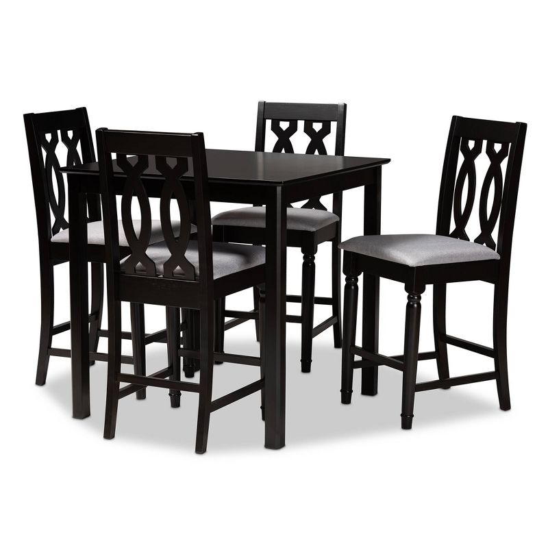 5pc Darcie Upholstered Wood Pub Counter Height Dining Set Gray/Espresso - Baxton Studio