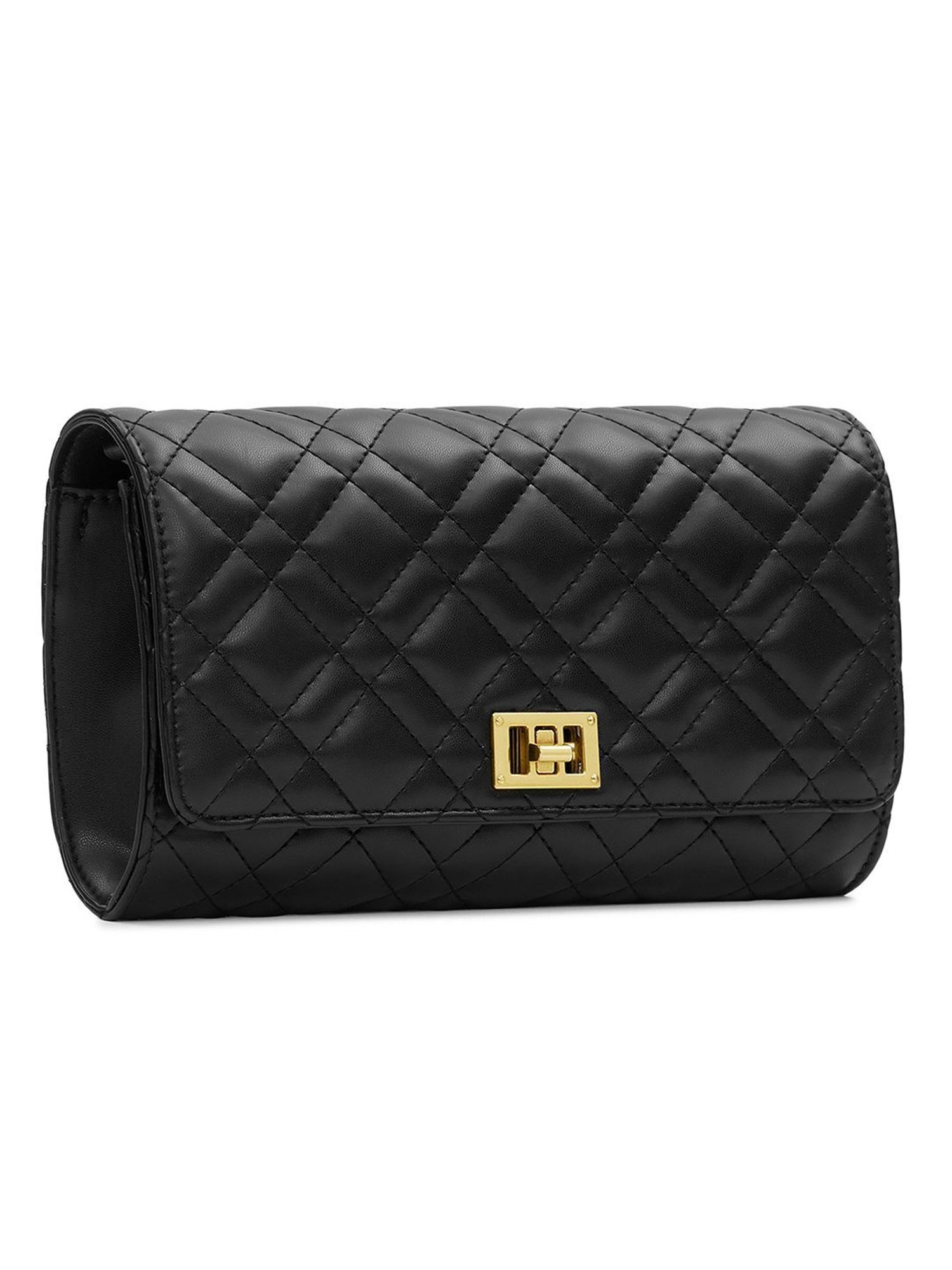 Miraggio Iris Black Quilted Small Faux Leather Clutch