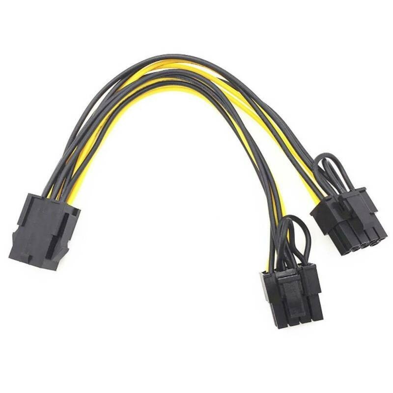 6 Pin to Dual 8 Pin PCIe Adapter Power Cables, 6 Pin to Dual PCIe 8 Pin (6+2) Graphics Card PCI Express Power Adapter Y-Splitter Extension Video Card Converter Cable, 1PCS