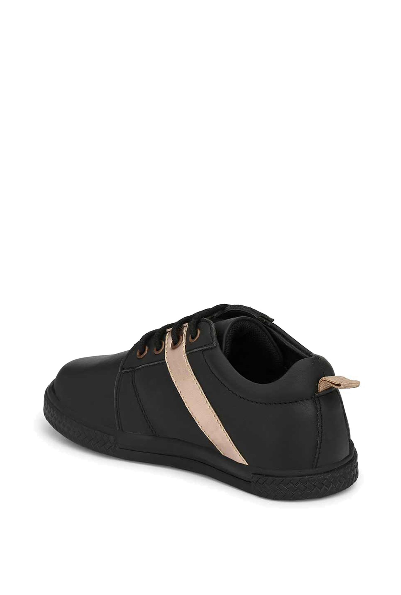 Tuskey Kids Black & Gold Leather Sneakers