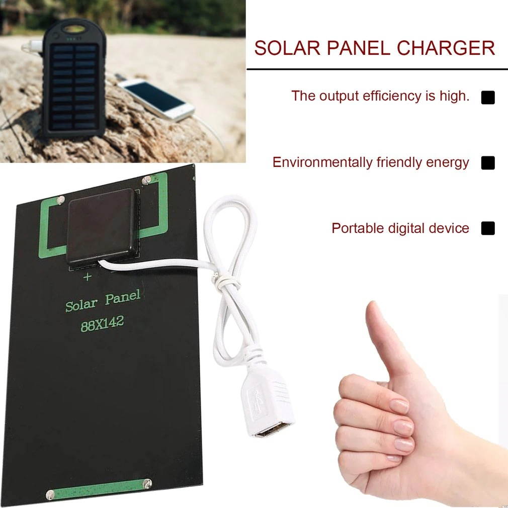 5W 5V Solar Panel Battery Charger DIY Solar Module with USB Port Portable Outdoor Solar Charging Board for Mobile Phones