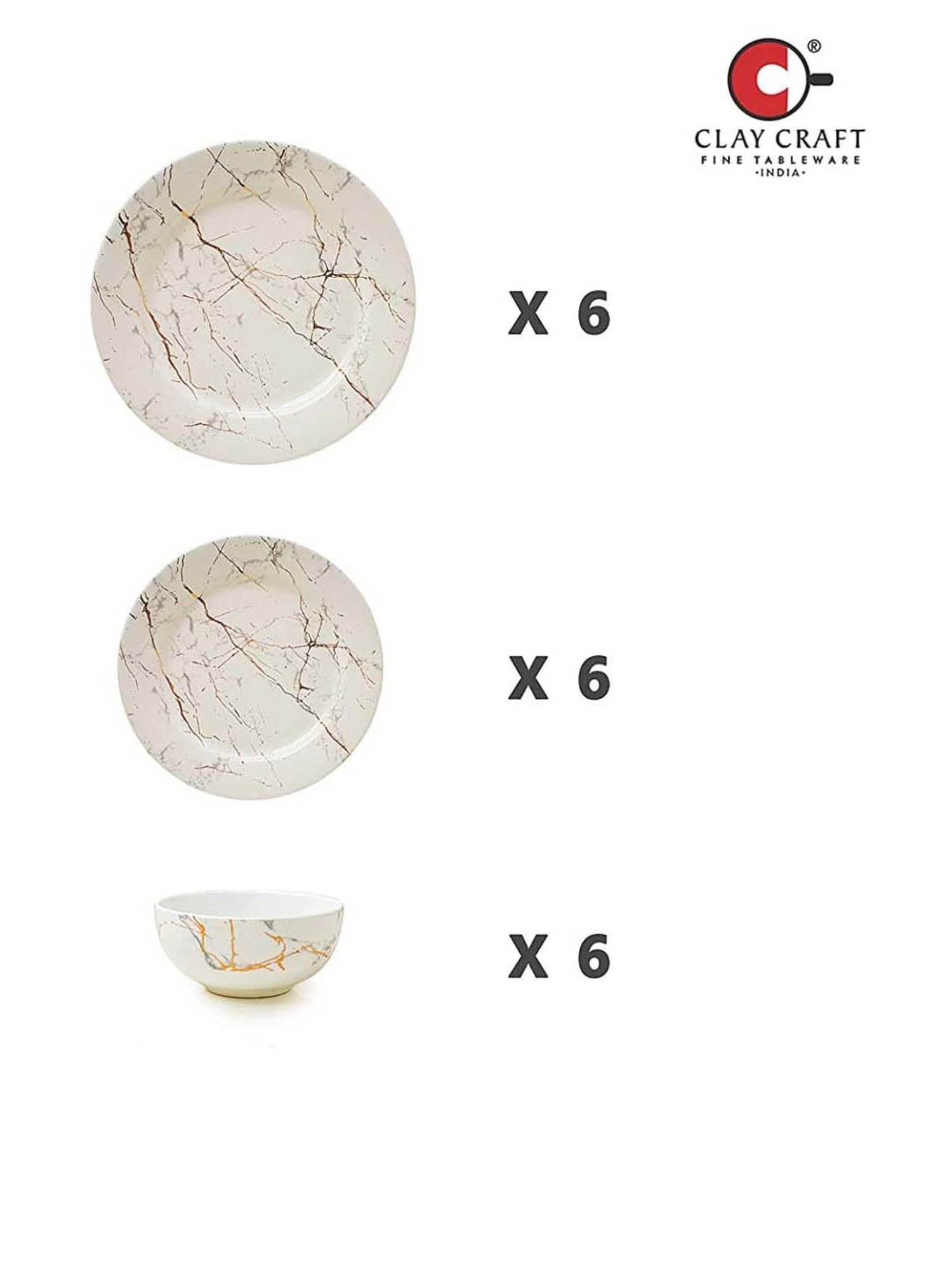 Clay Craft 'Fine' Off-White Ceramic 40 Piece Dinner Set