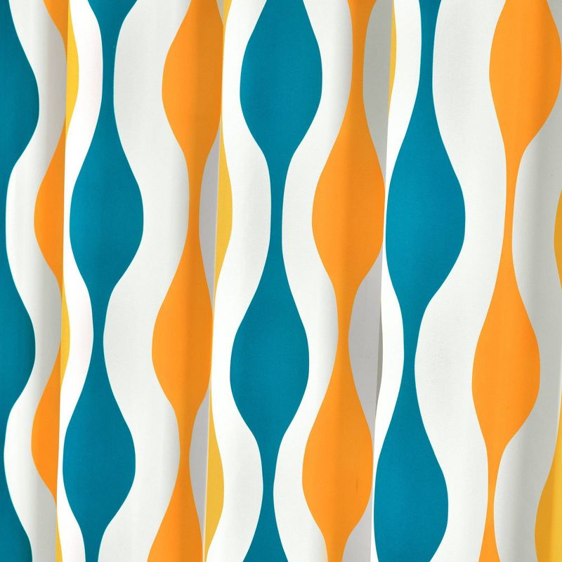Mid Century Geo Shower Curtain Turquoise/Orange - Lush Décor
