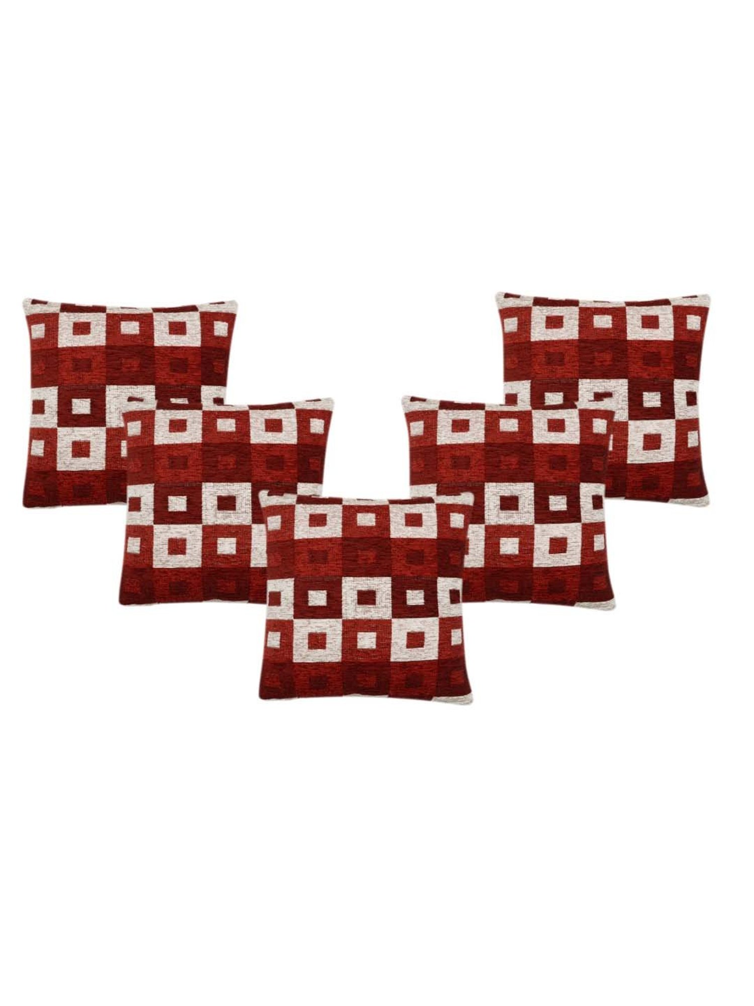 Saral Home Maroon & Grey Chenille Cushion Covers - Set of 2