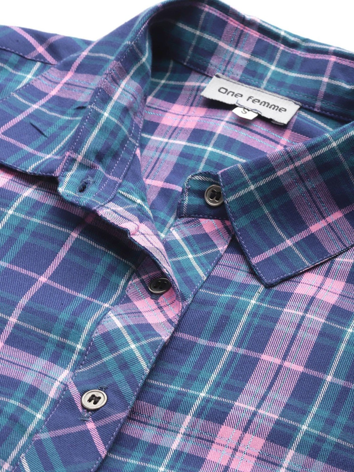 One Femme Blue Check Shirt