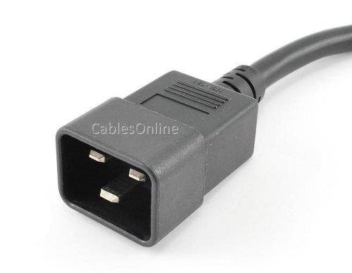 CablesOnline 3-feet C20 to C19 15A/250V 14AWG/3C SJT Server/PDU Power Cord, Black, PC-71403