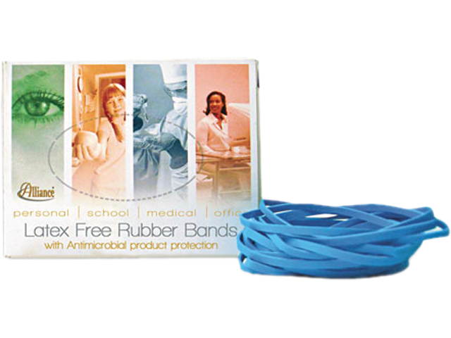 Alliance 42339 Antimicrobial Cyan Blue Rubber Bands, Size 33, 3-1/2 x 1/8, 1/4lb Box