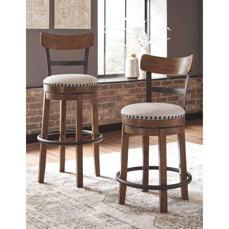 Tall Valebeck Upholstered Swivel Barstool Brown - Signature Design by Ashley