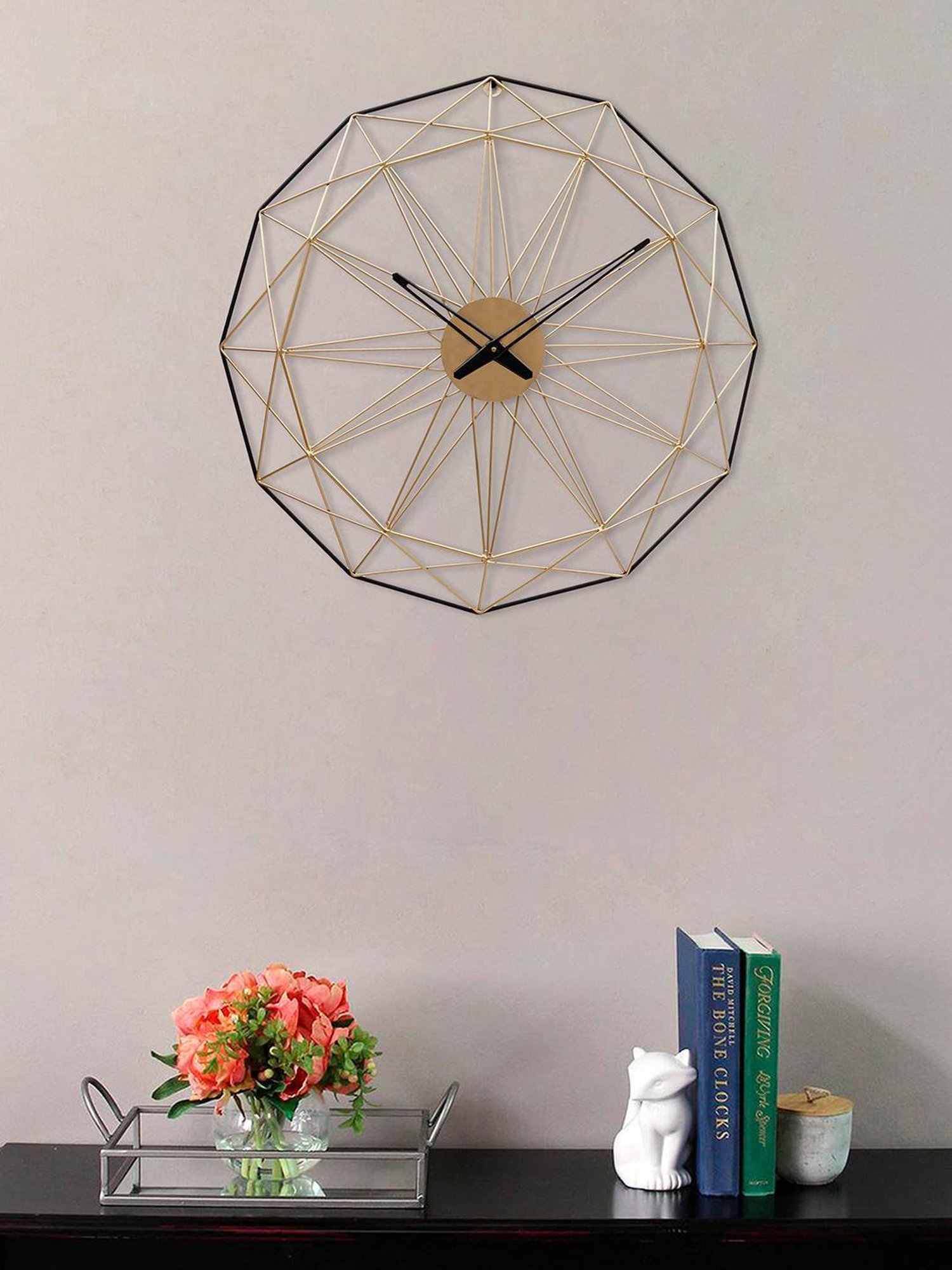 CHRONIKLE Round Black & Gold Iron Wall Clock