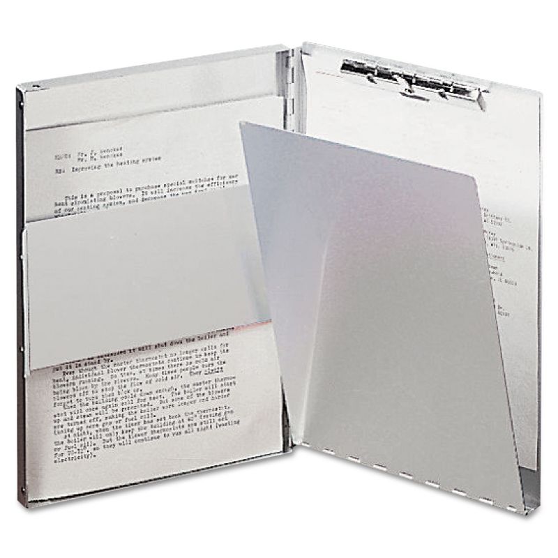 Saunders Snapak Aluminum Side-Open Forms Folder 1/2" Clip 8 1/2 x 14 Sheets Silver 10519