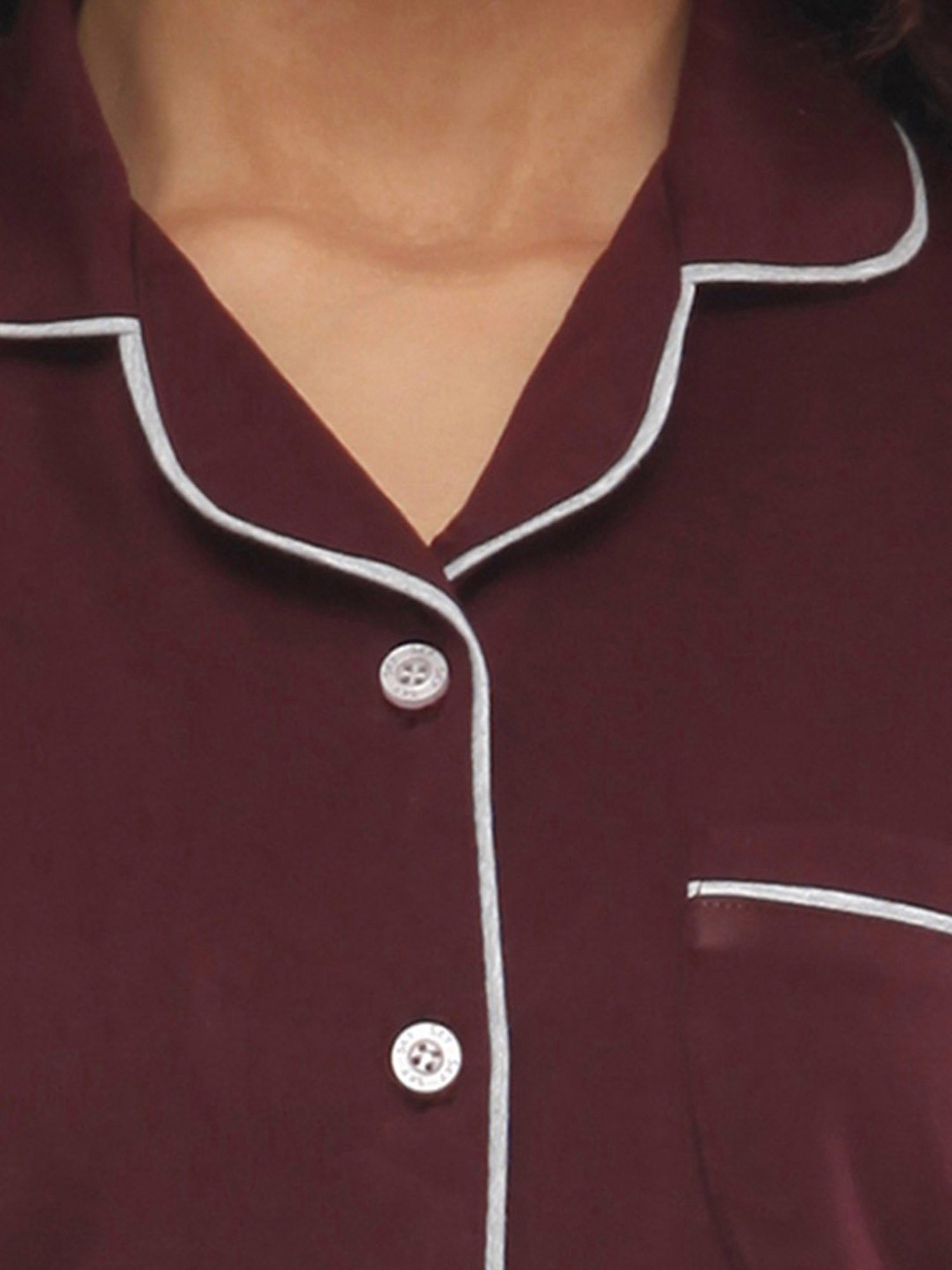 Nite Flite Maroon Cotton Shirt With Pyjamas