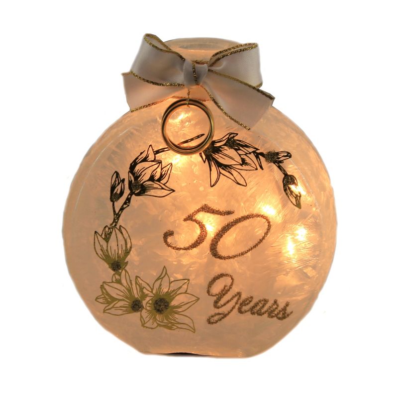 Stony Creek 4.5" Golden Anniversary Pre-Lit Jar 50 Years  -  Decorative Vases