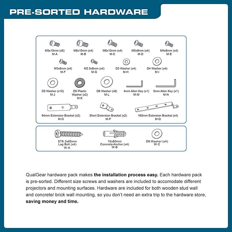QGPM002BLK Universal Projector Ceiling Mount Black