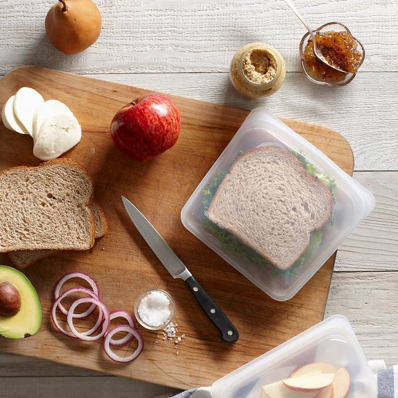 stasher Reusable Food Storage Sandwich Bag - Aqua & Snack Clear