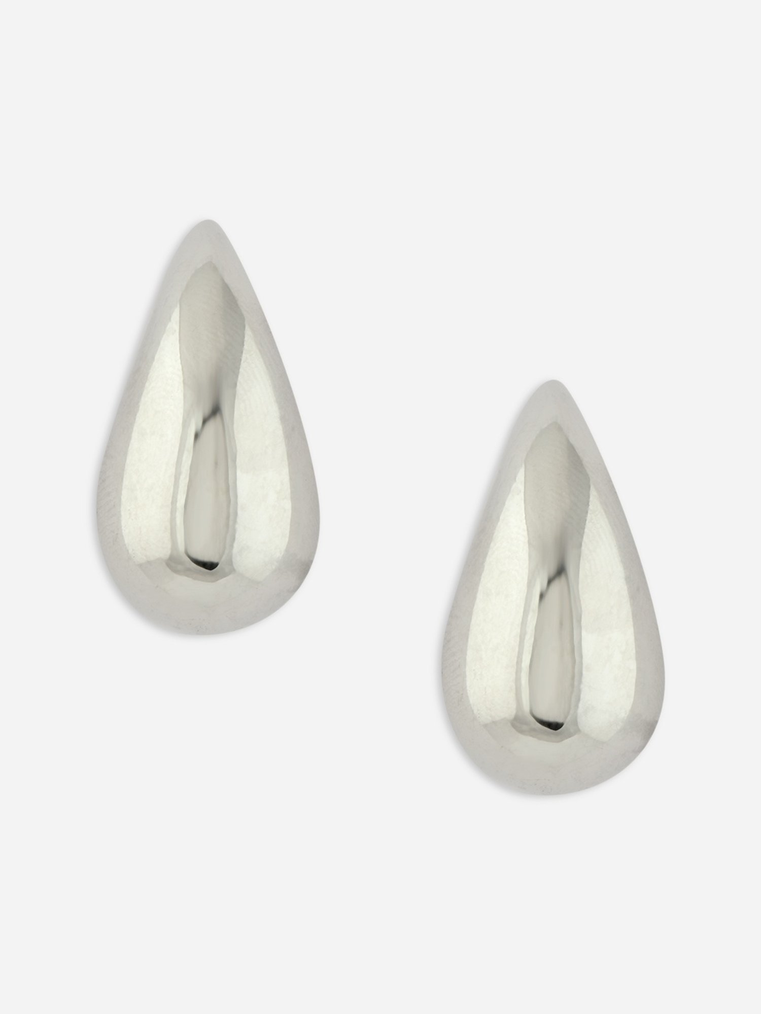 Toniq Silver Molten Shape Stud Earrings