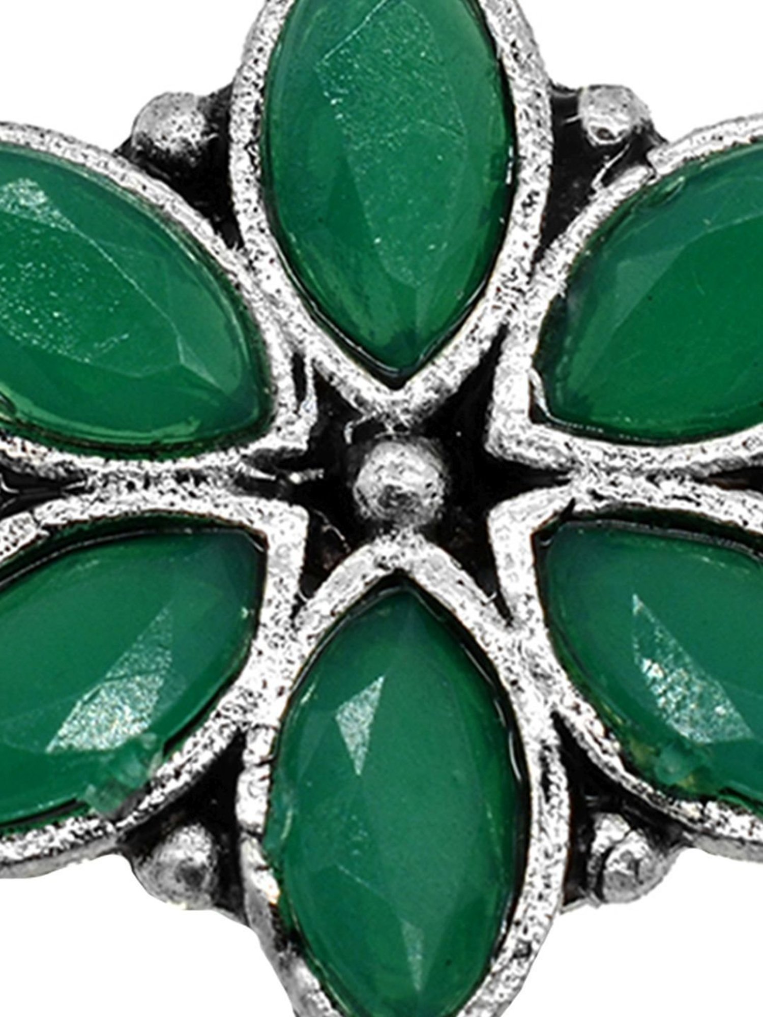 Teejh Ageless Green Stone Silver Ring