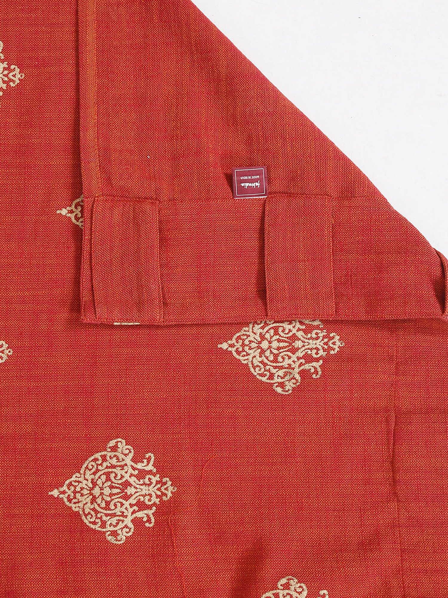 Fabindia Rust Printed Cotton Curtain | 1pc