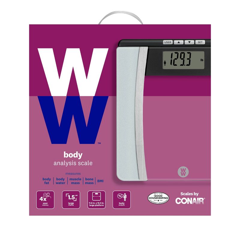 Body Analysis Glass Scale Silver - Weight Watchers