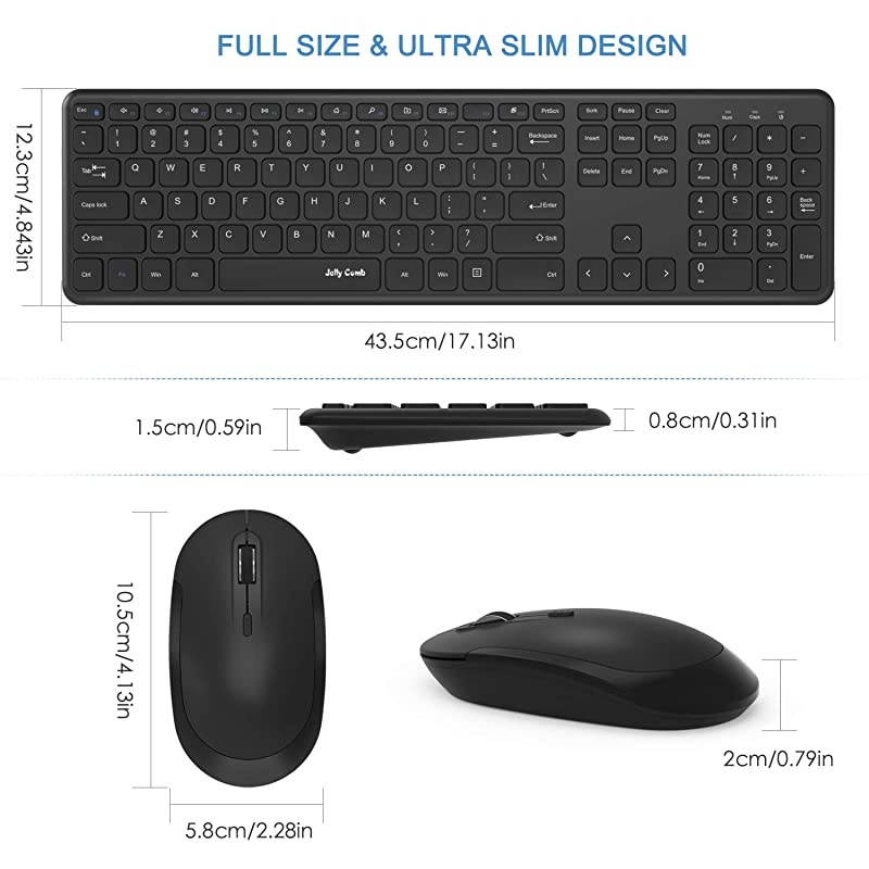 Wired Keyboard and Mouse,  Ultra Thin Full Size USB Wire Corded Keyboard Mouse Combo Set with Number Pad for Computer, Laptop, PC, Desktop, Notebook, Windows 7, 8, 10 (Black)