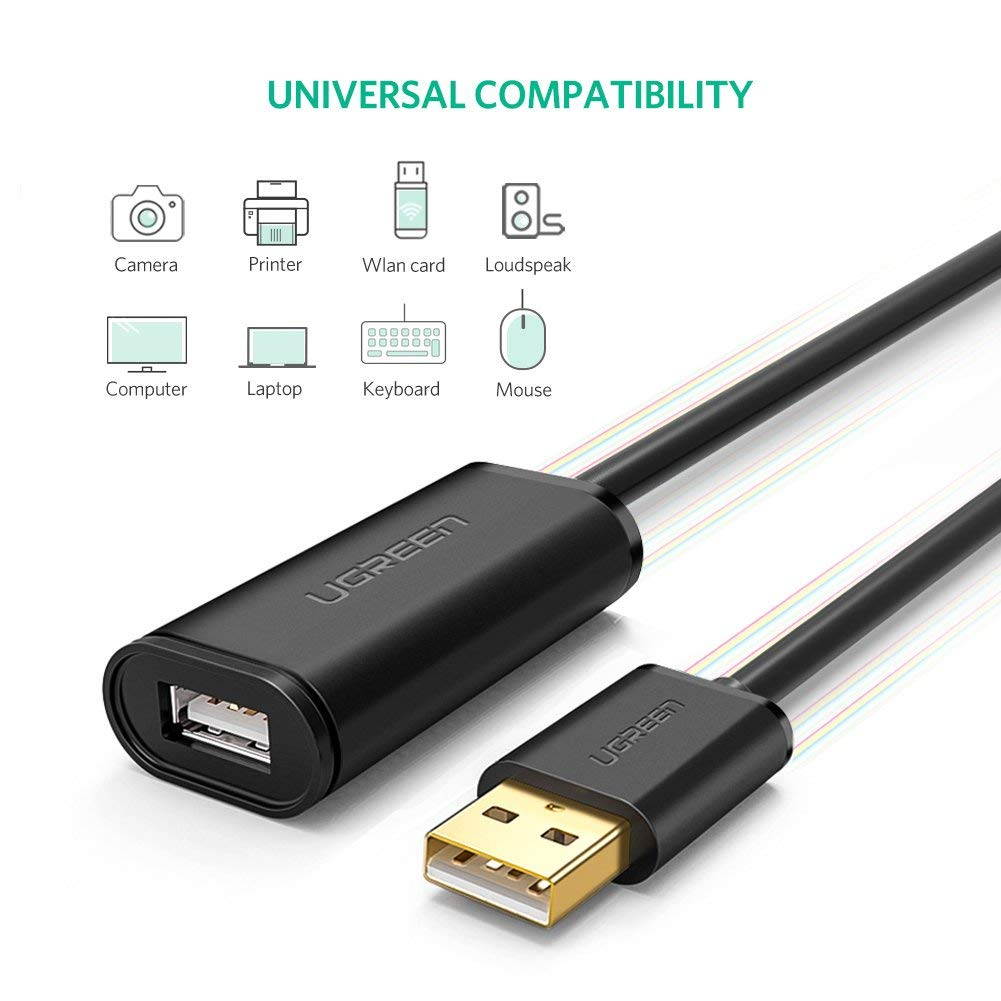 ESTONE USB 2.0 A Male to A Female Active Extension / Repeater Cable use with PlayStation, Xbox, Kinenct, Oculus VR, USB Flash Drive, Card Reader, Hard Drive, Keyboard, Printer, Camera and More 5M/15FT