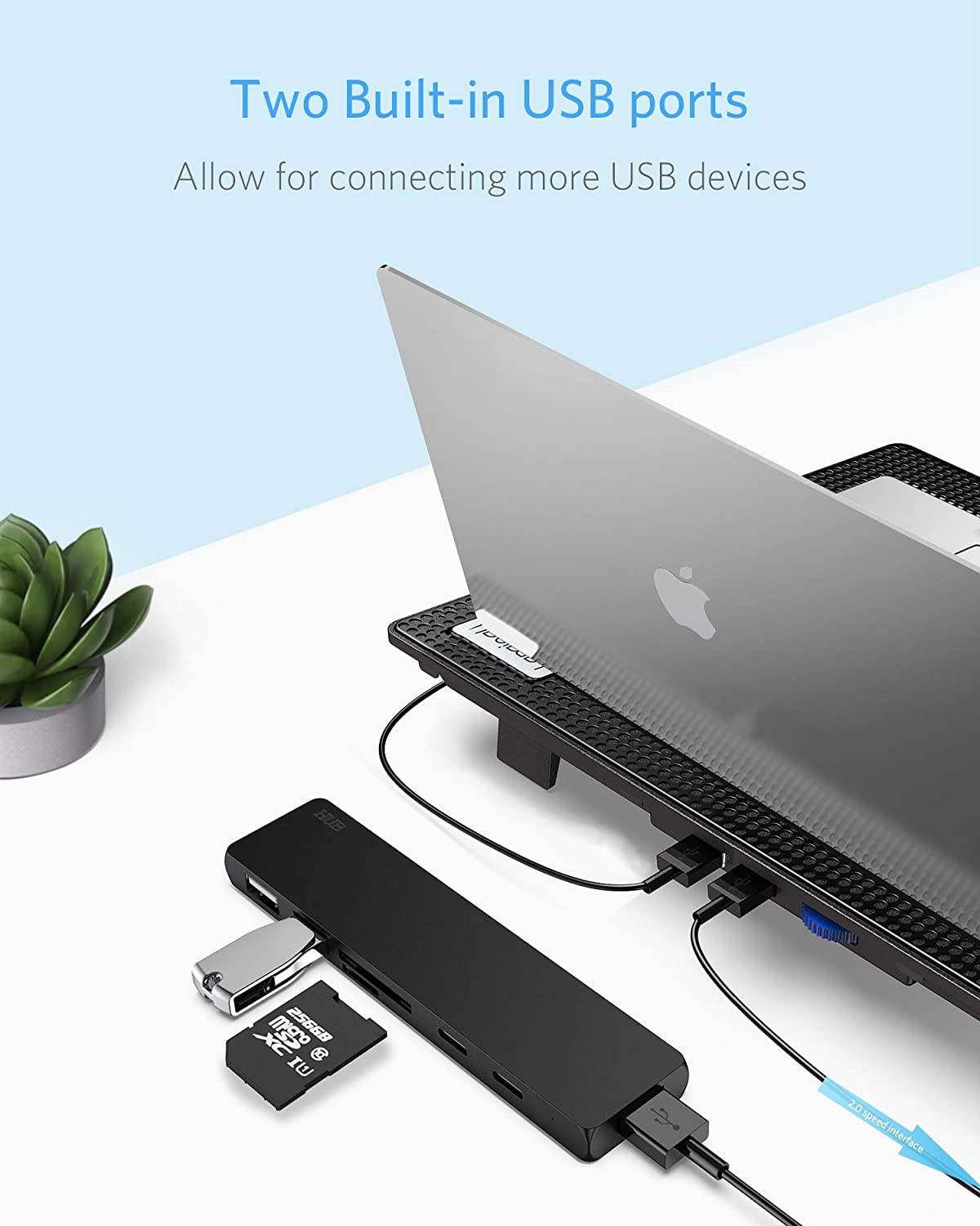 Laptop Cooling Pad, Laptop Cooler : Portable Slim Laptop Cooling Stand Holder Riser with 5 Fans Compatible with MacBook Air Pro Dell XPS HP Alienware Laptop Notebooks Up to 15.6 Inch