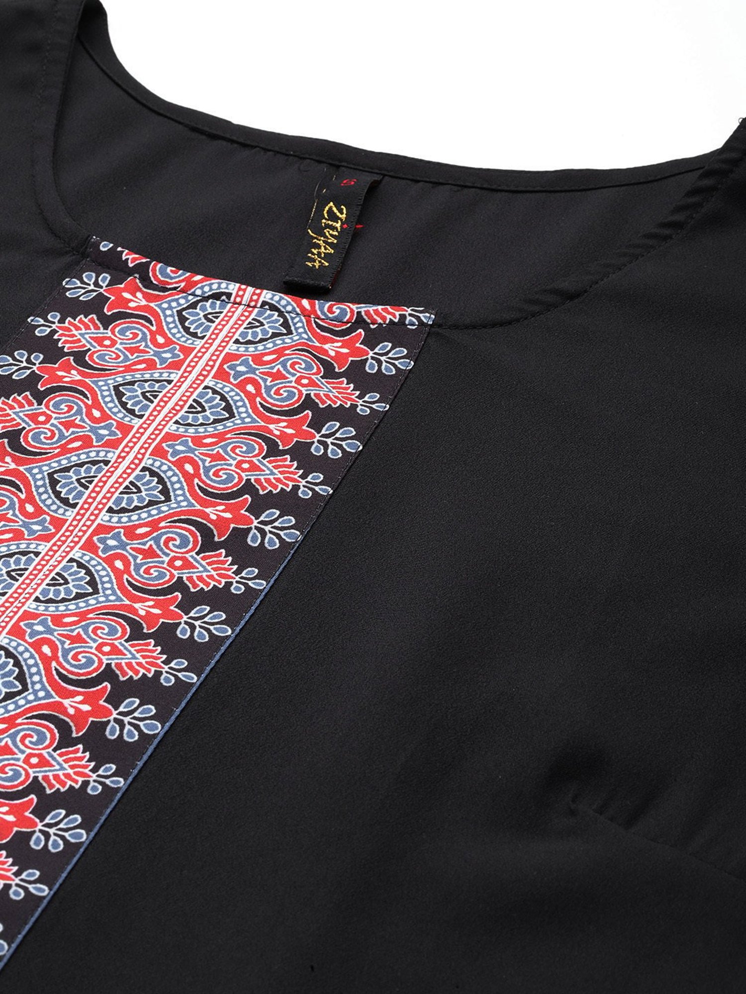 Ziyaa Black Printed Kurta With Pant & Dupatta