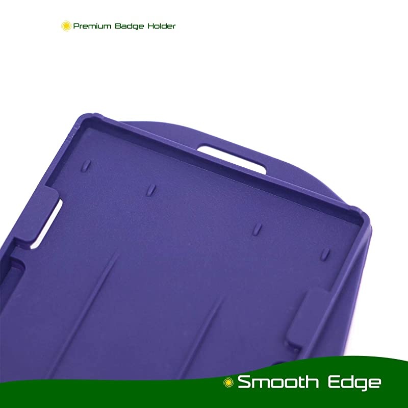 2 Pack -  Hard Plastic Id Card Holder - Black Badge Holders for Lanyard, Horizontal and Vertical Dual-Use, Double Sided, Hold 2 Cards