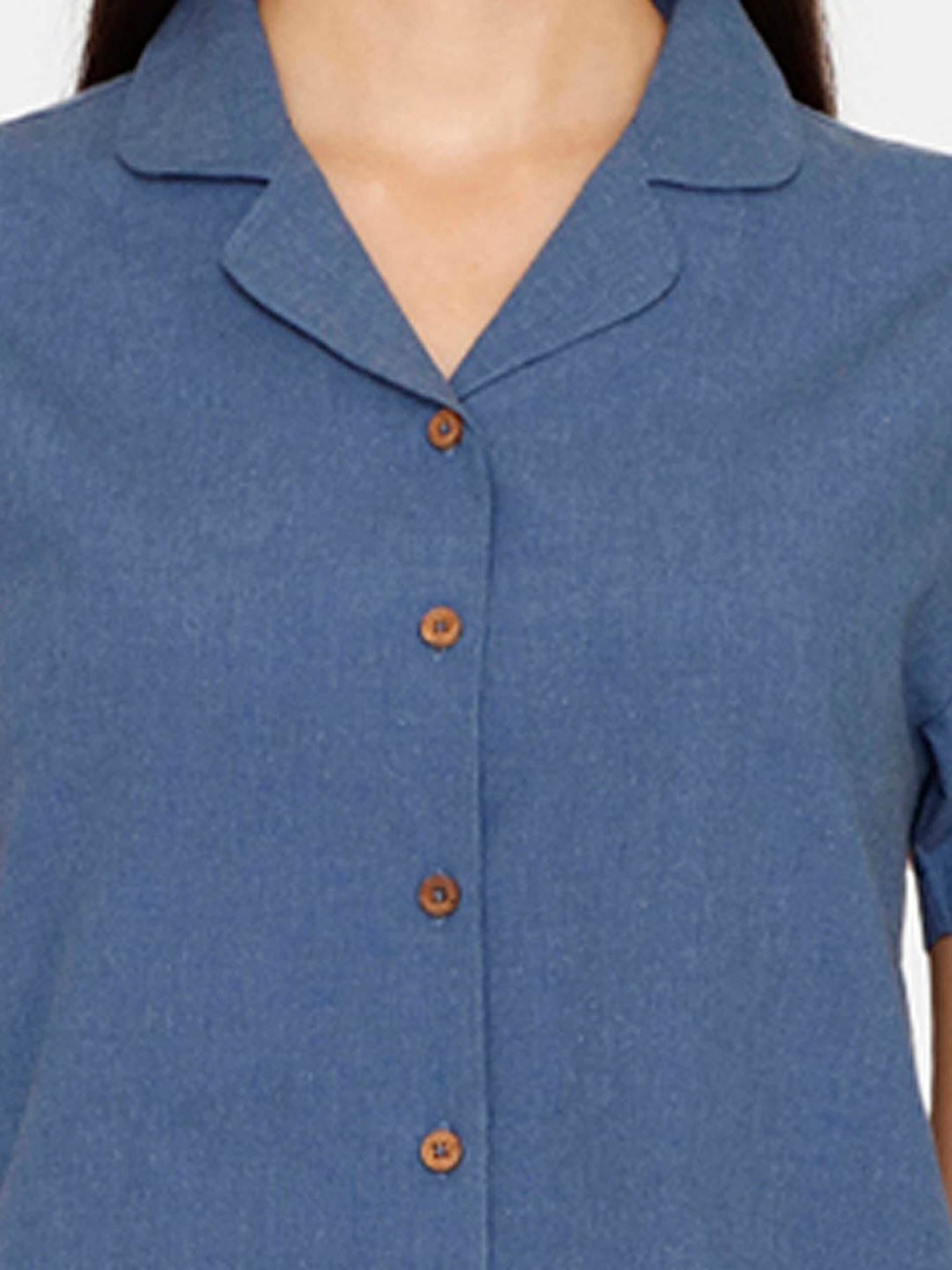 Zivame Blue Shirt With Pyjamas