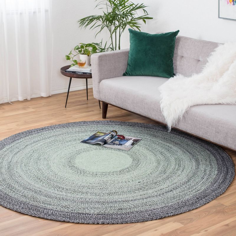 6'x6' Round Frango Jute Area Rug Green/Gray - Anji Mountain
