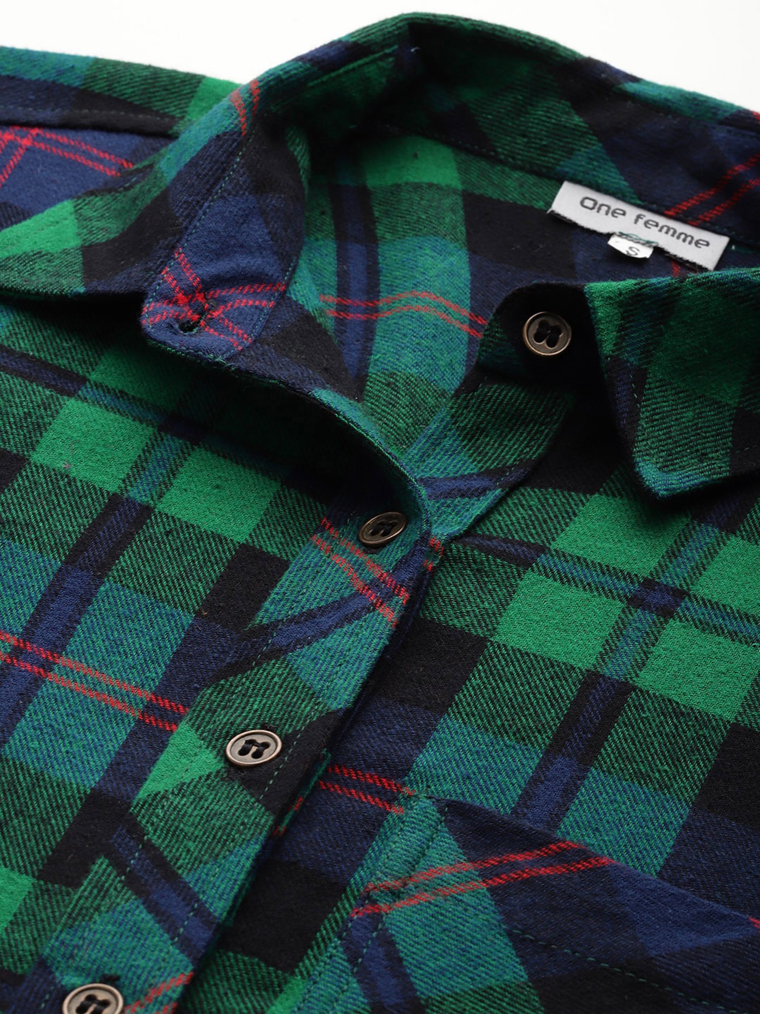 One Femme Green Check Shirt