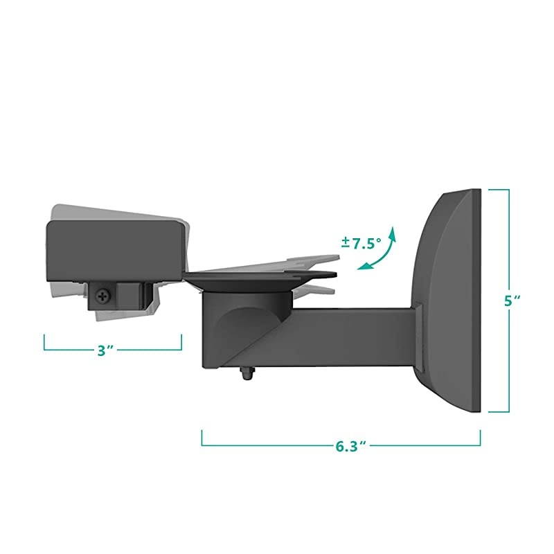 Dual Side Clamping Bookshelf Speaker Wall Mounting Bracket for Large Surrounding Sound Speakers Hold Up to 120 lbs SWM201XL Black