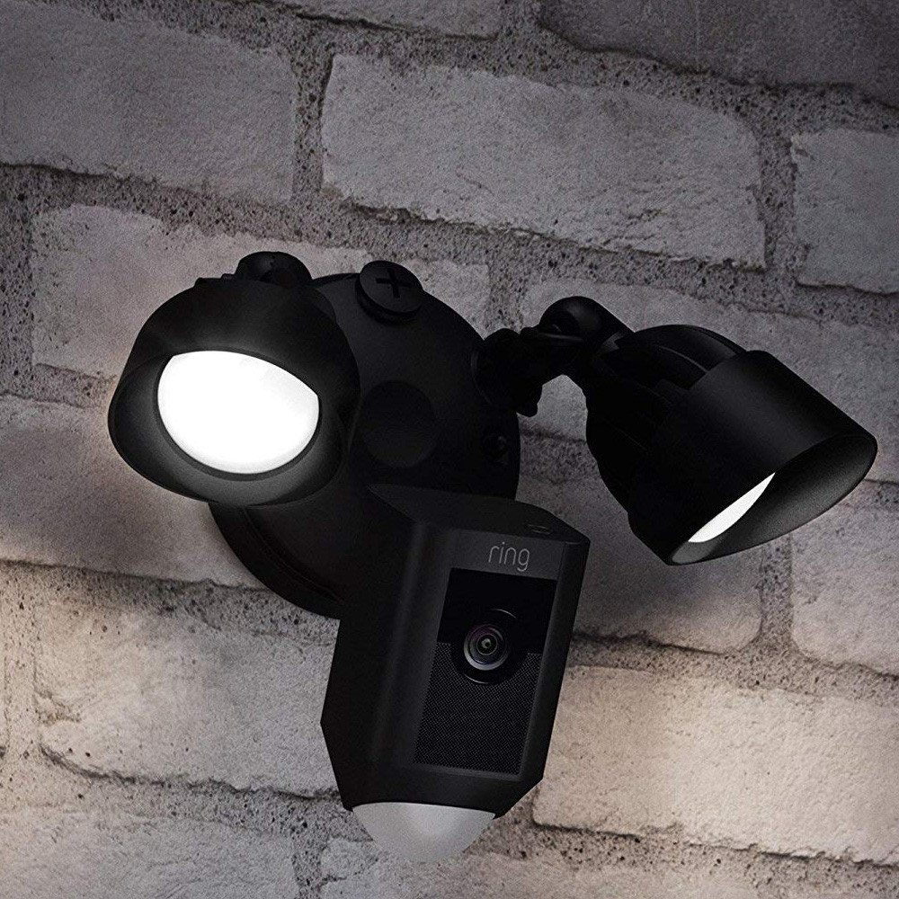 Ring Floodlight Camera Motion-Activated HD Security Cam Two-Way Talk and Siren Alarm - Black