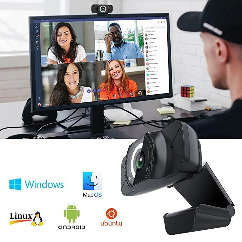 1080P Webcam with Microphone  HD Streaming USB Computer Webcam with Privacy Cover Streaming Computer Web Camera for Video Calling Plug and Play