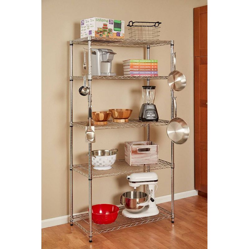 Rubbermaid Shed Shelf, Wire Basket & 50 Lbs Capacity 34" Tool Rack (2 of Each)