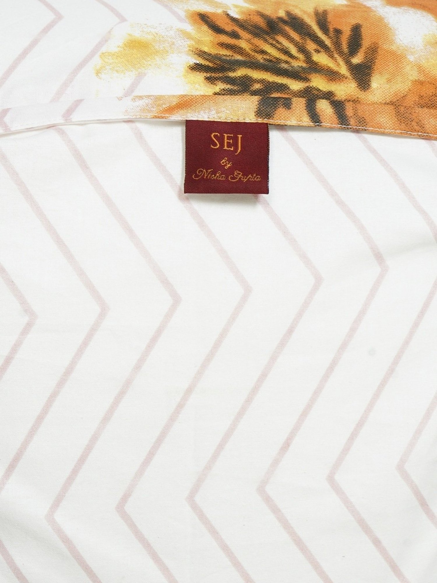 SEJ by Nisha Gupta Floral Brown 160 TC Cotton Double Bed Sheet with 2 Pillow Covers