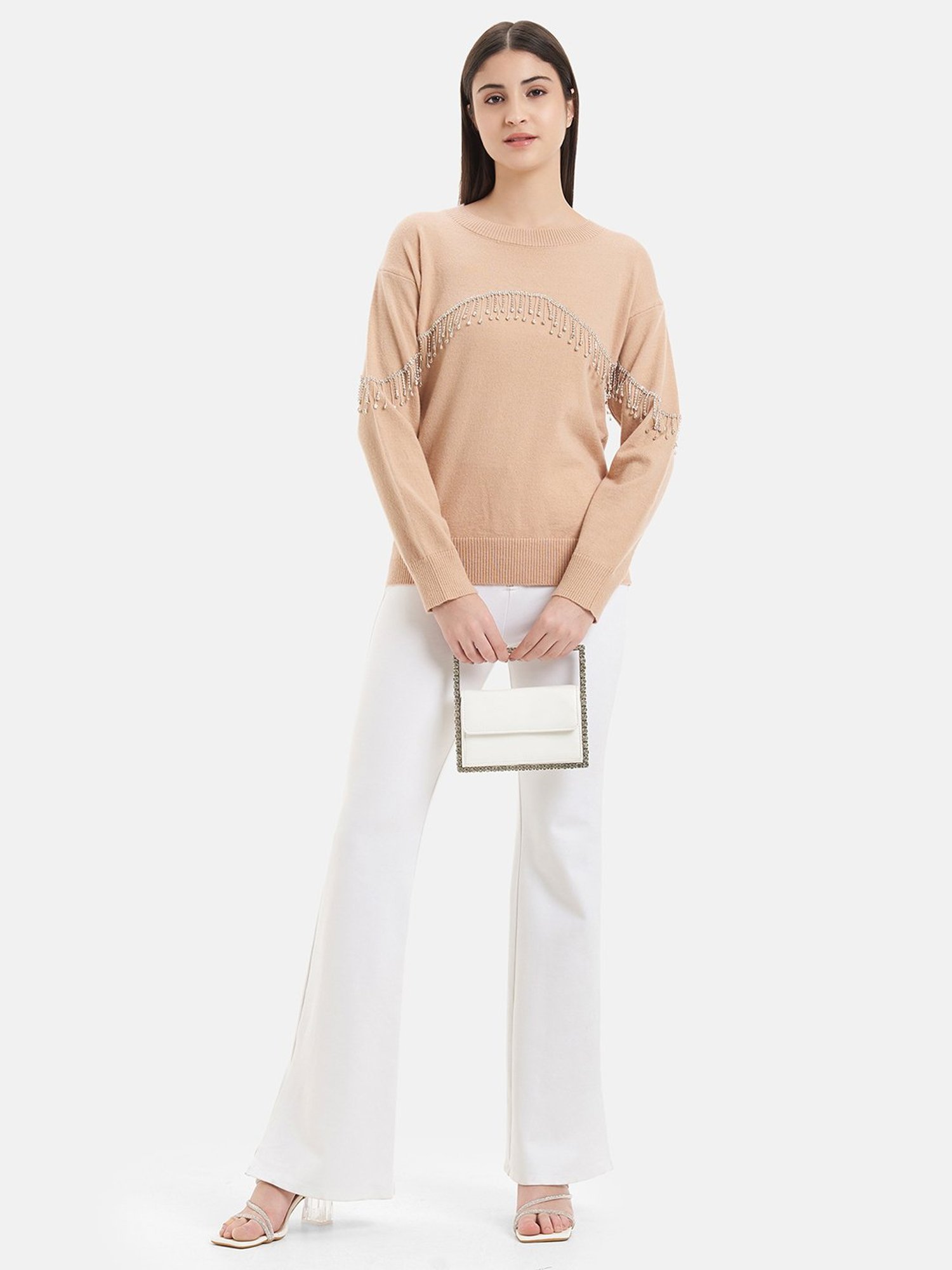 Kazo Peach Embellished Pullover