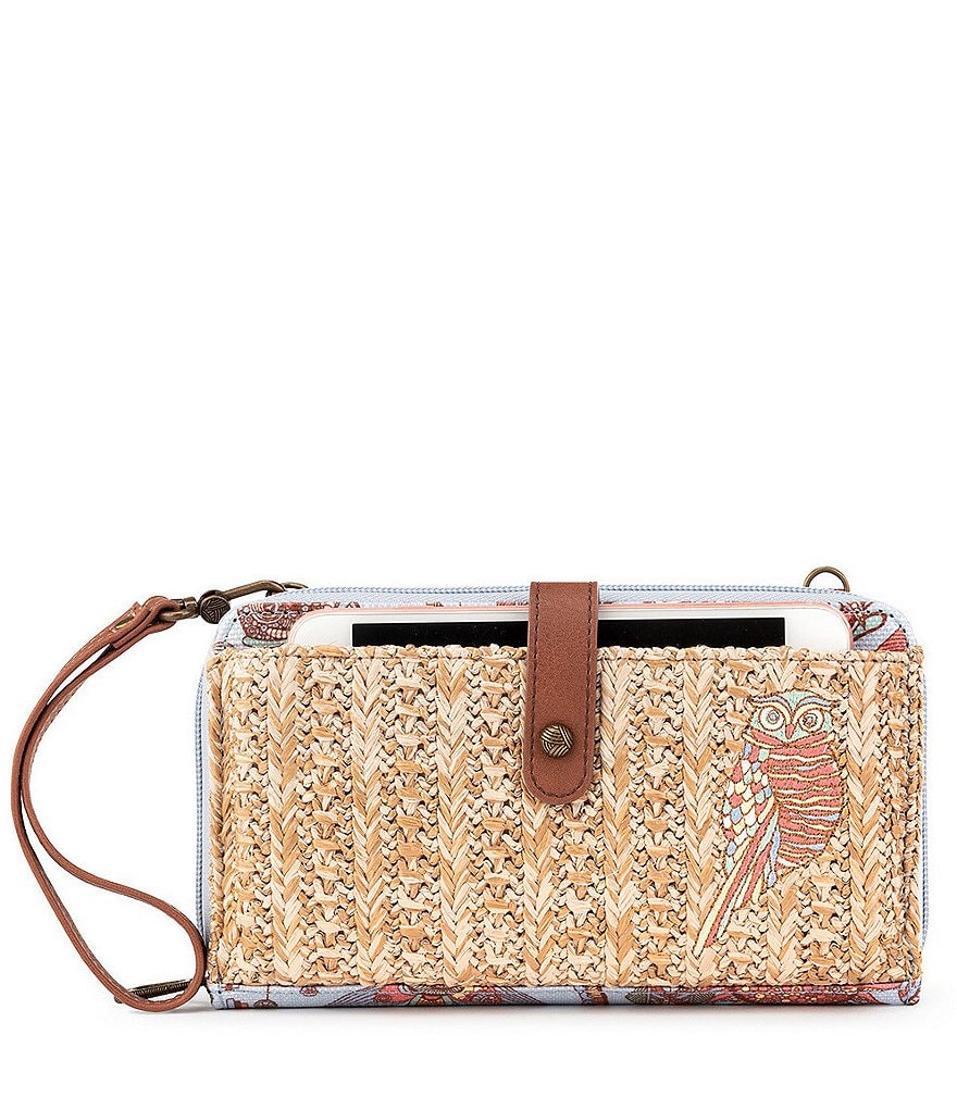 Sakroots Circle Large Straw Smartphone Crossbody Bag