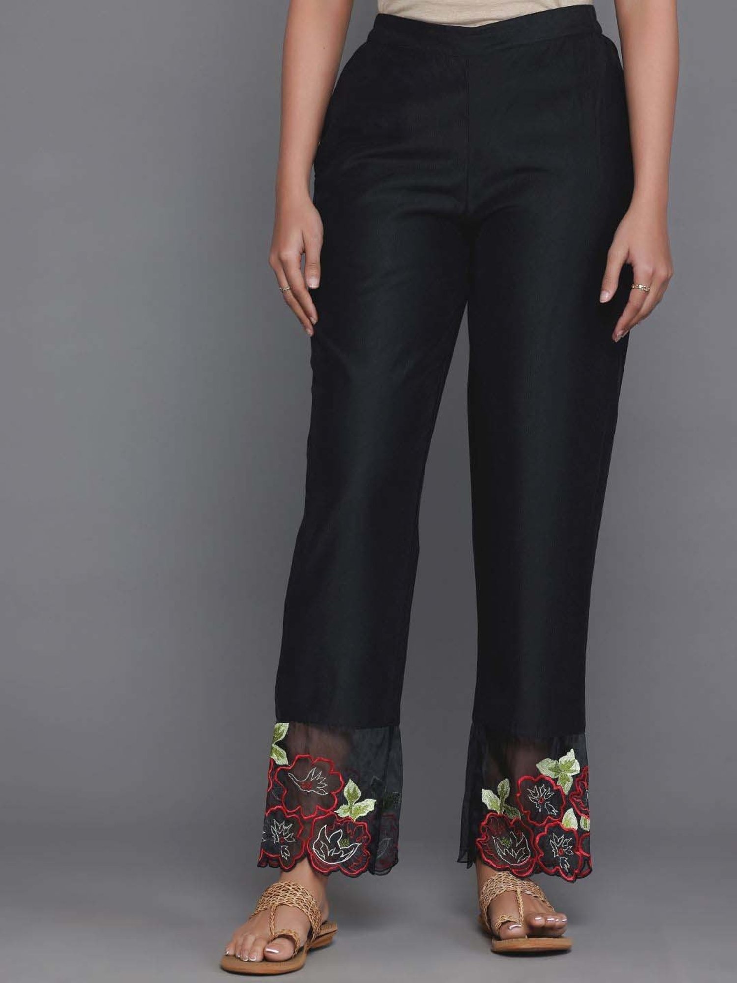 Libas Black Embellished Kurta & Pant Set With Dupatta