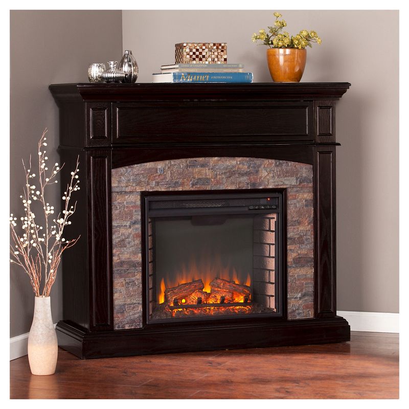 Greenwood Convertible Electric Fireplace Dark Brown/Black – Aiden Lane
