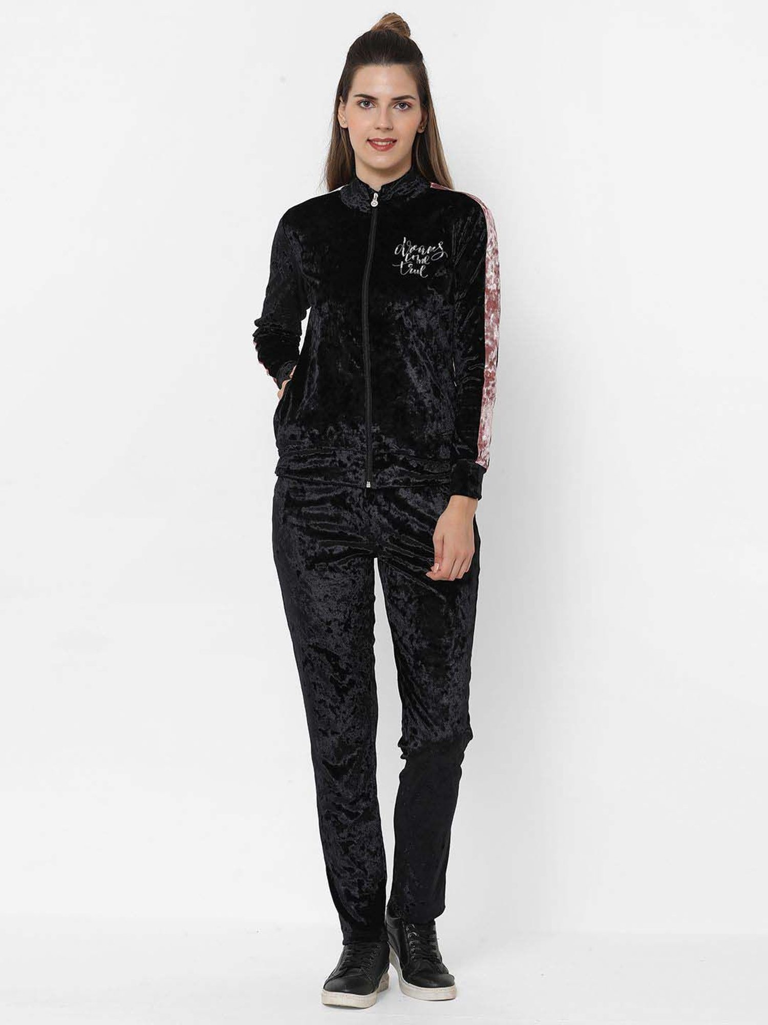 Sweet Dreams Jet Black Printed Track Suit