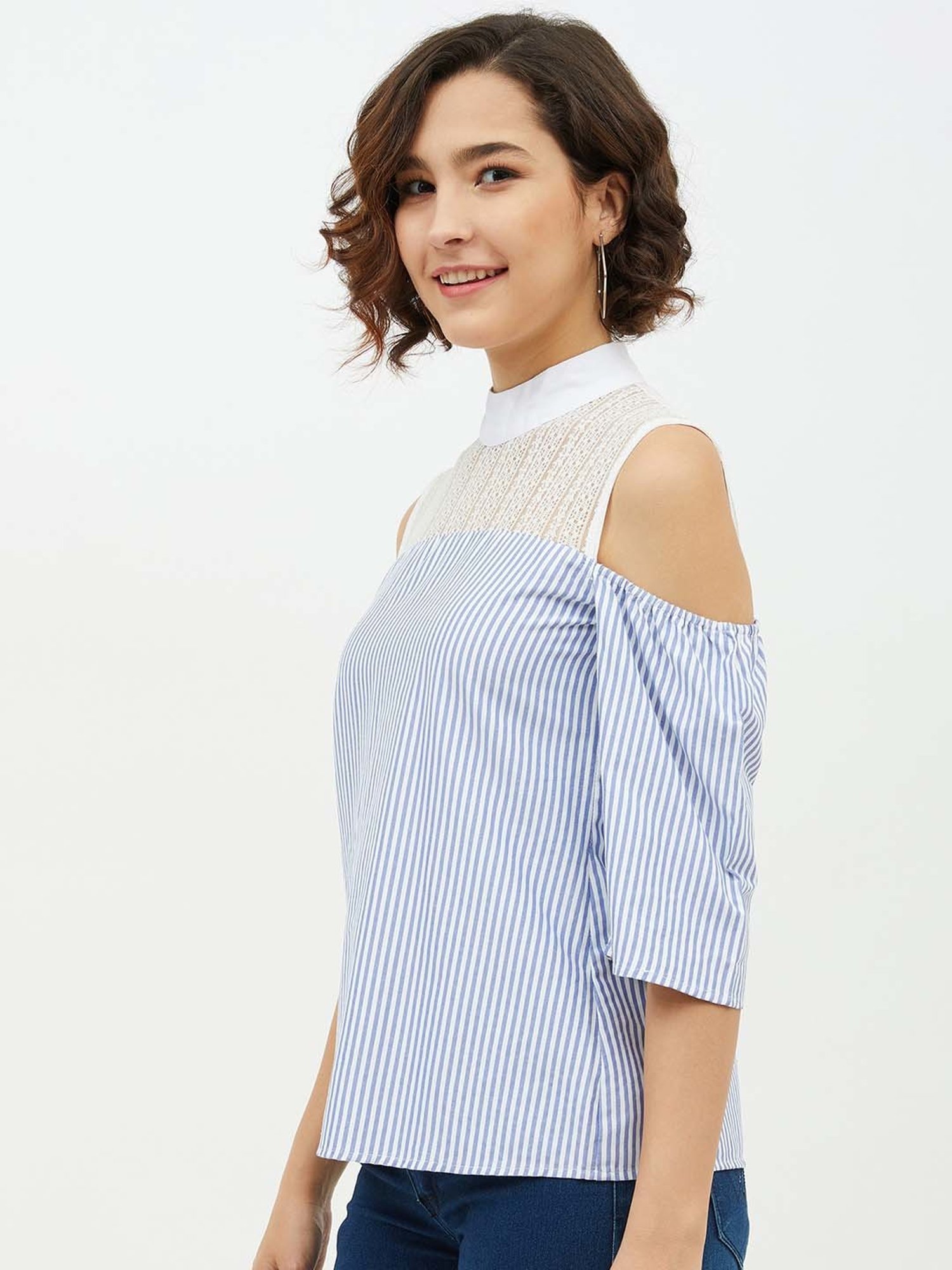 StyleStone Blue Striped A-Line Top