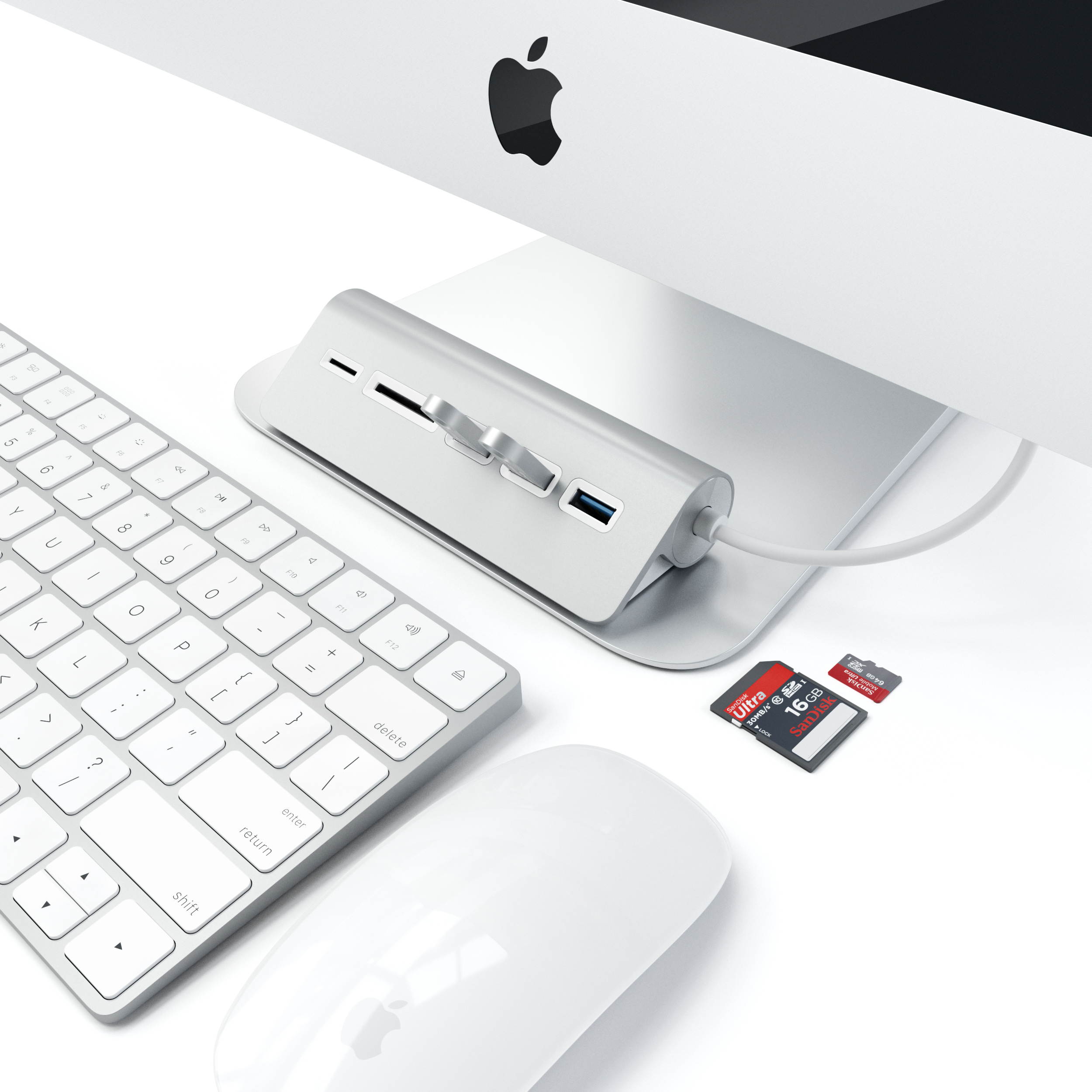 Satechi Aluminum USB 3.0 Hub & Card Reader - Compatible with MacBook Pro, MacBook, iMac, Surface Pro, Dell XPS and More