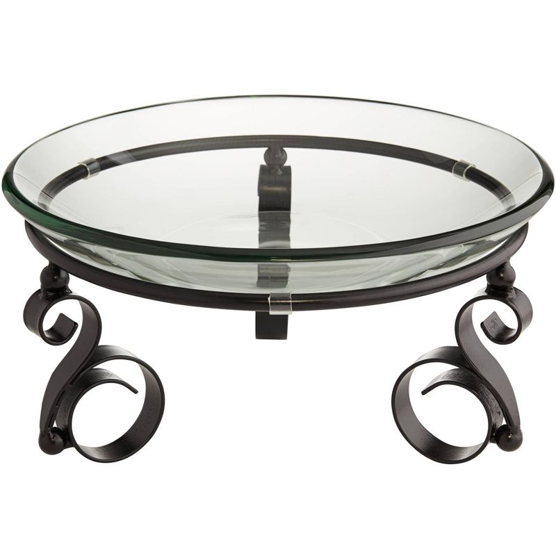 Dahlia Studios Spanish Scroll 15" Wide Metal and Glass Bowl