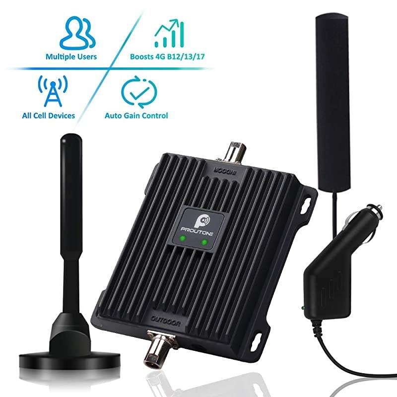 Phone Signal Booster for Car, RV, SUV and Truck - Boosts LTE 4G Band 12/13/17 Data & Volte (Voice Over 4G) Mobile ular Signal Repeater Amplifier for AT&T Verizon in Vehicle