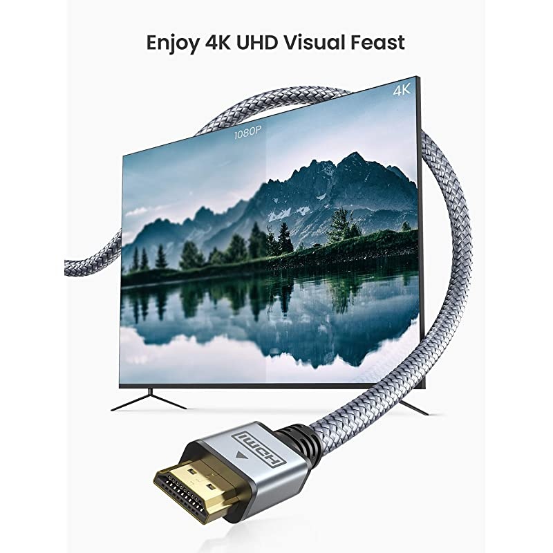 4K 60Hz HDMI Cable 6ft  High Speed 18Gbps HDMI 20 Cable 30AWG 3D 2160p 1080p Ethernet Nylon Braided HDMI Cord Compatible Audio ReturnARC UHD TV Box PS43 4K Fire Netflix LG Samsung