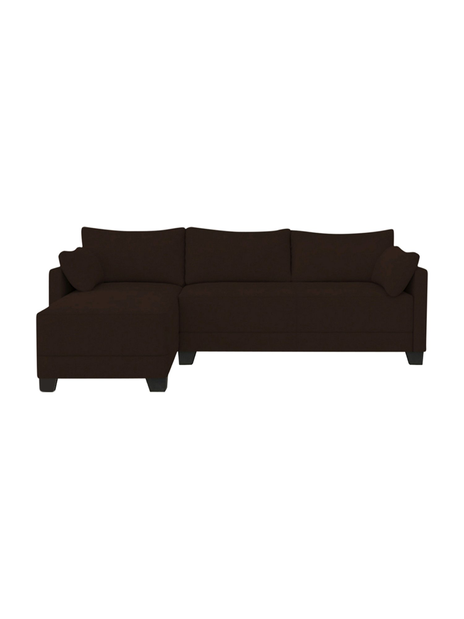 Trevi Duke Brown Fabric & Neem Wood 6 Seater LHS Sectional Sofa