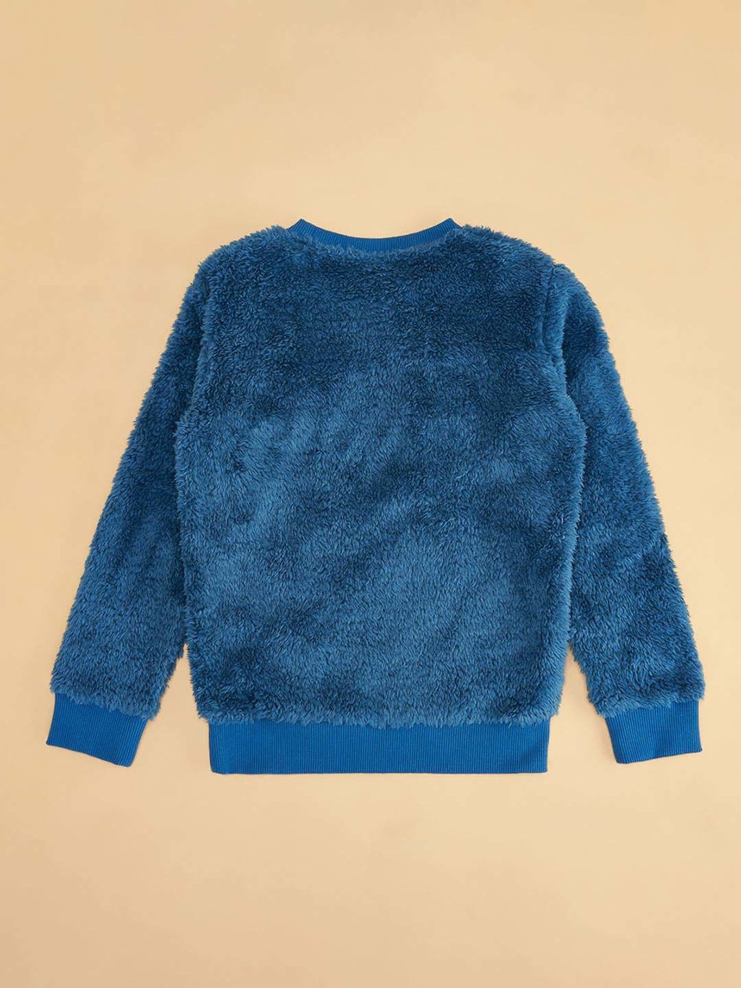 YU by Pantaloons Kids Blue Embroidered Full Sleeves Sweater