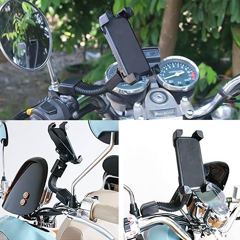 Motorcycle Phone Holder Motorcycle Motorbike Phone Mount Holder Handlebar for 3565 inch iPhone 8 7 6 6s 7Plus 5 5s Samsung Galaxy S5 S6 S7 S8 Smartphones 360 Degree Rotation Black