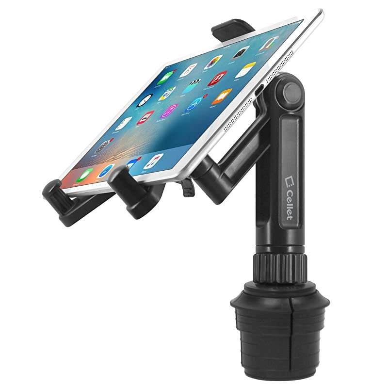 Universal 360 Adjustable Cup Holder Tablet Automobile Mount Cradle Compatible with Apple IPad Pro 129 Air 2019 IPad Mini 4 Samsung Galaxy Tab S6 S4 S5e A 80 101 Surface Go Pro 6 Fire HD 10